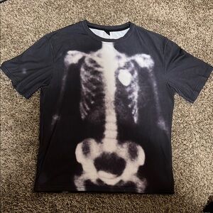 Black Skeleton Print Mens Shirt